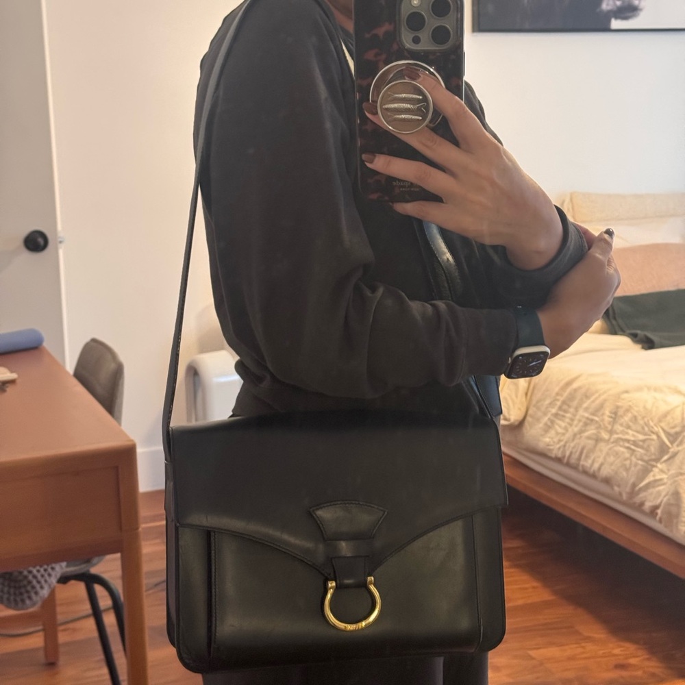 Vintage Celine Satchel/Shoulder Bag in Dark Navy Blue - Picture 2 of 13
